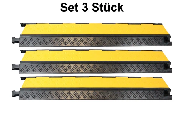 Set da 3 | ponte cavi 2 canali | ponte tubo flessibile | tubo a D | attraversabile | 7,5 t