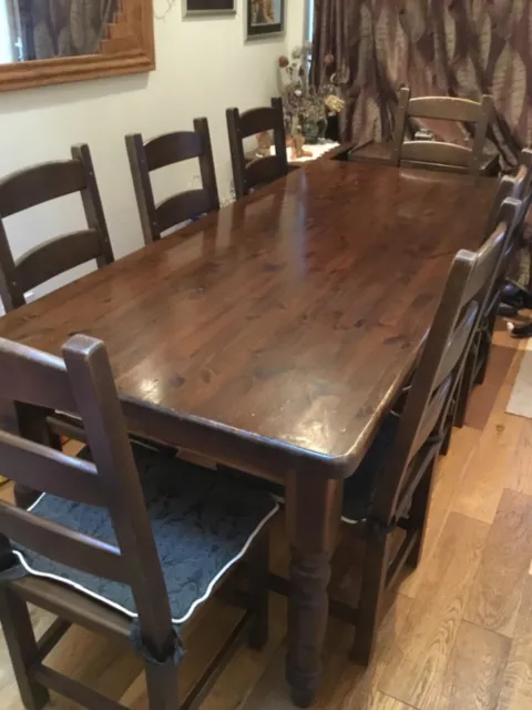 Very large dining table and 10 matching chairs