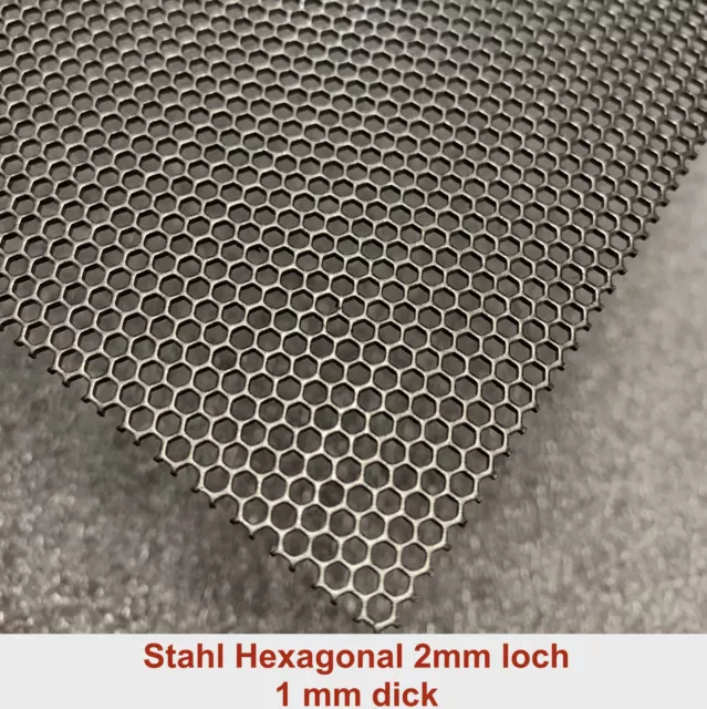 STAHL 1MM LOCHBLECHE Hexagonal Gitter HV2-2,5 Stahl DC01 Zuschnitt