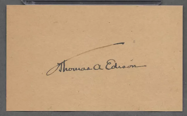 Thomas Edison Autograph Reprint On Old 3X5 Card Inventor of Phonograph & Lamp