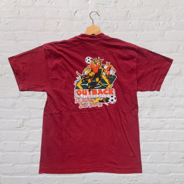 Vintage Outback Steakhouse T-shirt "No Rules. Just Right." Kangaroo Soccer