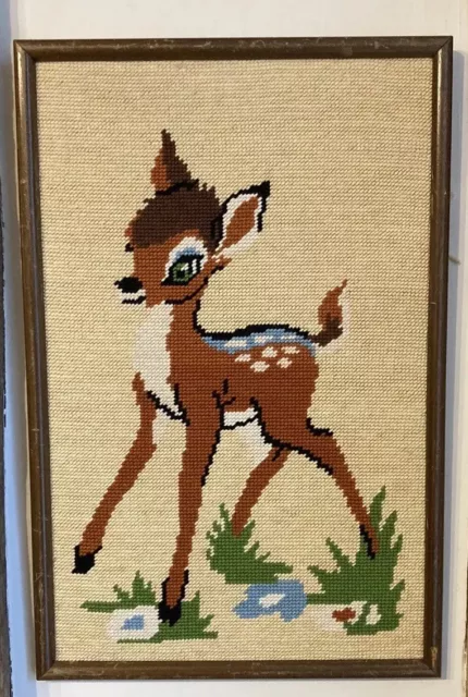 Vintage Cross Stich Tapestry Disney Bambi, Retro, Deer, Retro, Cottagecore, Boho