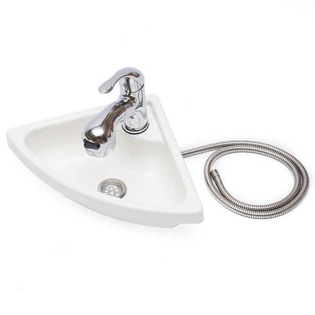 RV BOAT MARINE Caravan Camper Acrylic Triangular Sink With Faucet Drain