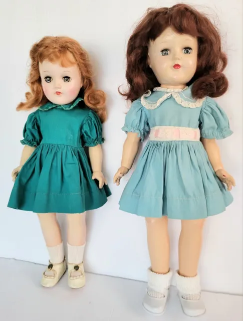 Two Vintage Ideal Hard Plastic Toni Dolls, P90 And P91 Redhead And Brunette