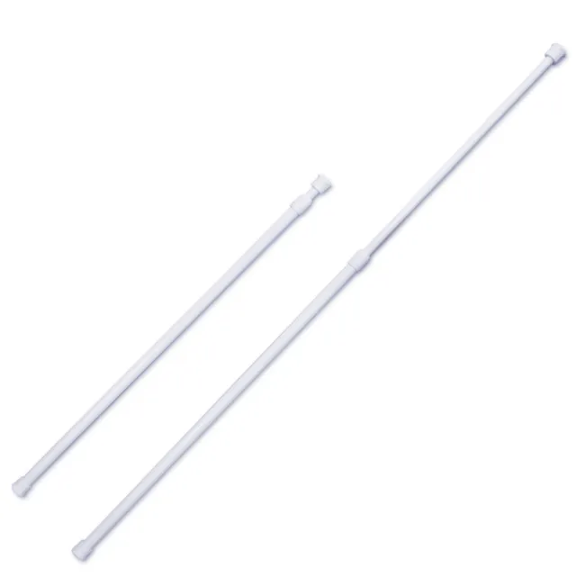 2 Pack White Spring Tension Curtain Rod Adjustable Expandable Poles for Wardrobe