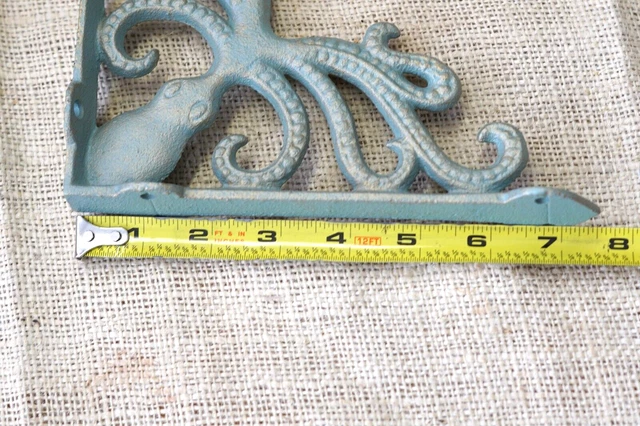 2 Cast Iron Octopus Brackets Nautical Garden Braces Shelf Corbels Ocean Book 6