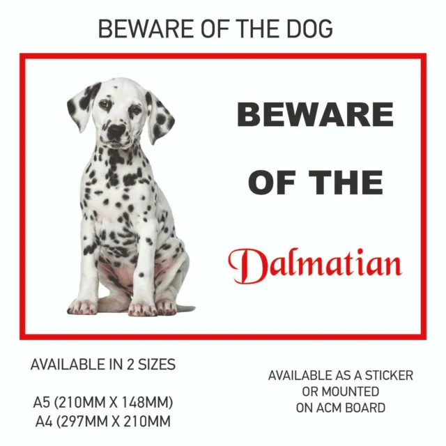Funny Beware of the Dalmatian 2 Dog Vinyl Car Van Decal Sticker Animal DS17