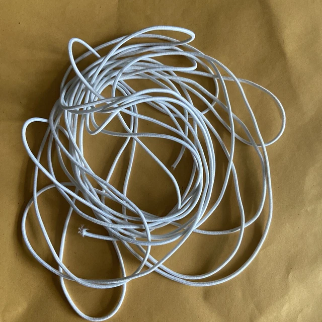 5 Meter weiß dünne Kordel elastisch 2mm rund