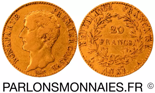 20 francs Bonaparte anXI Premier Consul A TB+