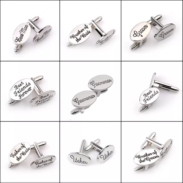 Silver Mens Wedding Cufflinks Groom Bride Father Best Man Page Boy Son Cuff Link