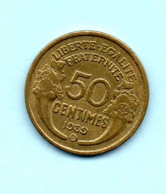 Pièce 50centimes 1939B Morlon Bronze-Alu