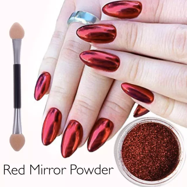 Red Mirror Nail Art Powder Chrome Platinum Shimmer Christmas Gift Dust Pigment