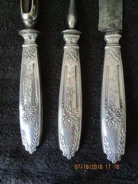 Antique Sterling Silver French Carving set 2