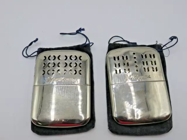 2 Vintage Pocket Hand Warmer 1- JC Higgins & 1 Sportsman