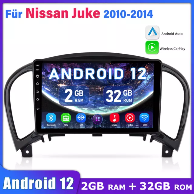 2+32G Android12 Autoradio Carplay GPS Navi BT WIFI DAB Für Nissan Juke 2010-2014