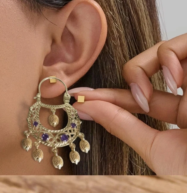 Boucles D'oreilles Style Savoyarde Pour Enfant - Plaqué Or Et Cristal - Nº21 ROSANTINE