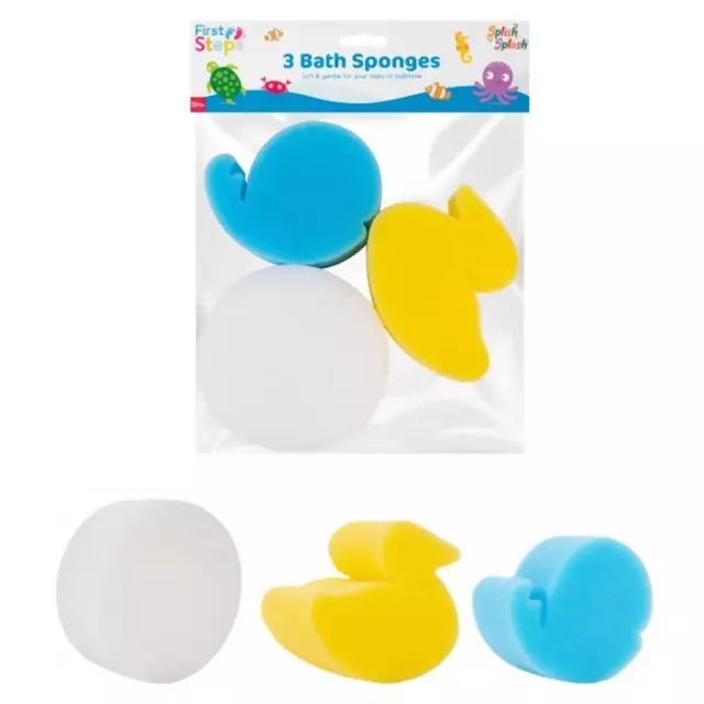 Pack of 3 Soft & Gentle Baby Bath Sponges with Playful Designs