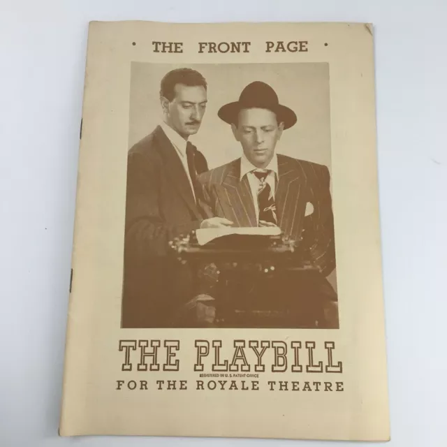 1946 Playbill Royale Theatre 'The Front Page' Hunt Stomberg Jr., Thomas Spengler