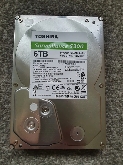 TOSHIBA HDWT860UZSVA 6 TB S300 3,5" disco rigido di sorveglianza EUR ...