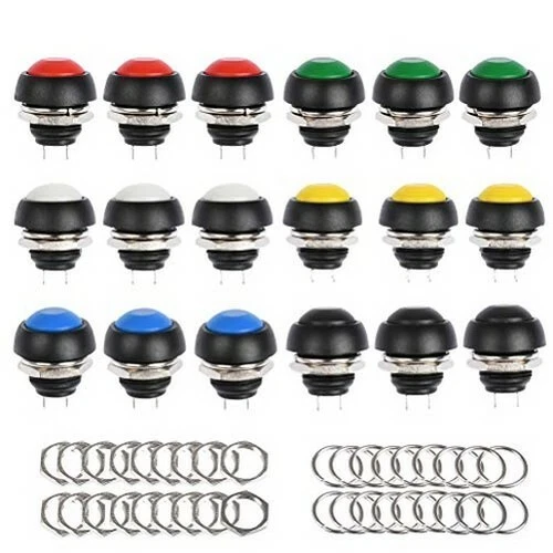 Cablaggio Elettrico EMSea Interruttore Momentaneo Rotondo 12mm - 12 Pezzi Per Cablaggi Elettrici E Progetti Fai-da-Te Pulsante Rotondo Cablaggio - Foto 2