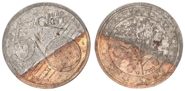 Bundesrepublik 5 Cent 2002 G Fehlprägung 60% nicht platt. ss-vz, Kratz 104481