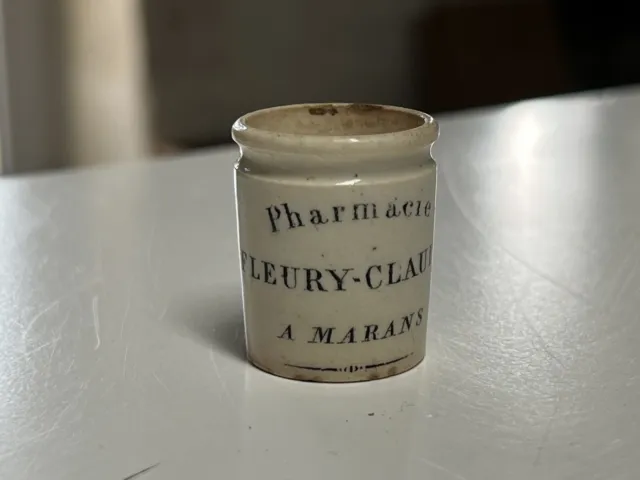 Rare 1 Petit Pot A Onguent En Faïence De Pharmacie Ville De Marans
