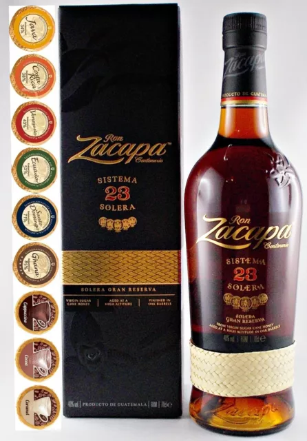 Ron Zacapa 23 Centenario Sistema Solera Rum + 9 Edelschokoladen in 9 Sorten