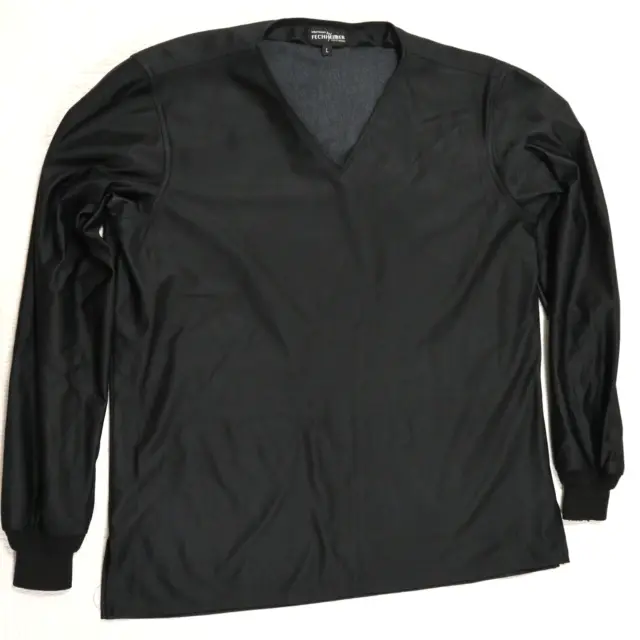 Uniforms by Fechheimer Black V Neck Long Sleeve Sz L Cook Restaurant Made in USA