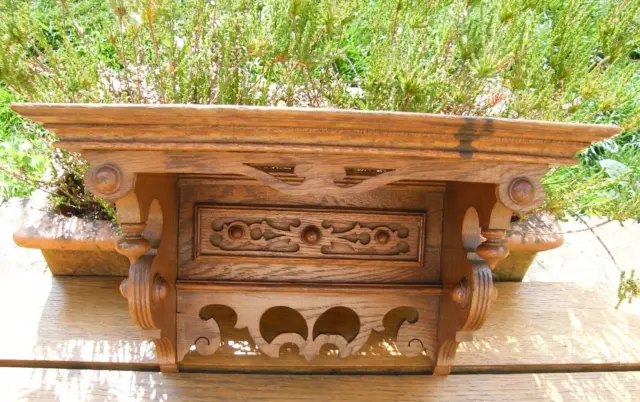 Wooden Carved Oak Gothic Pugin Style Church Country House Chapel Bracket Shelf 2