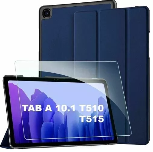 For Samsung Galaxy Tab A 10.1" SMT510 T515 Smart Cover Case With Tempered Glass