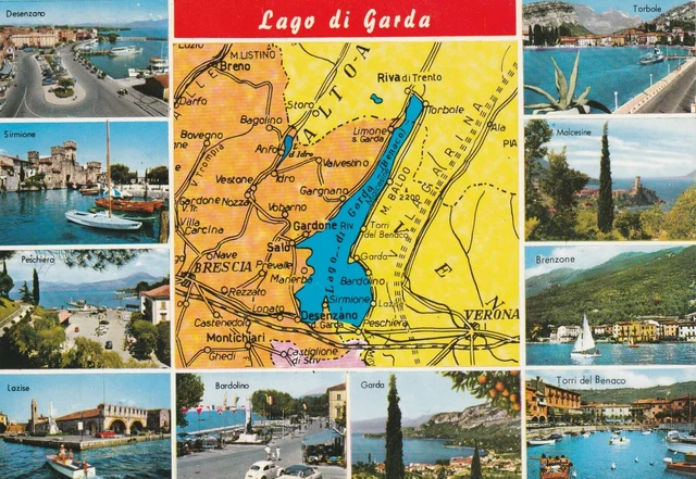 AK MAP, LANDKARTE, Panoramakarte **LAGO DI GARDA - GARDASEE** 23 EUR 1 ...