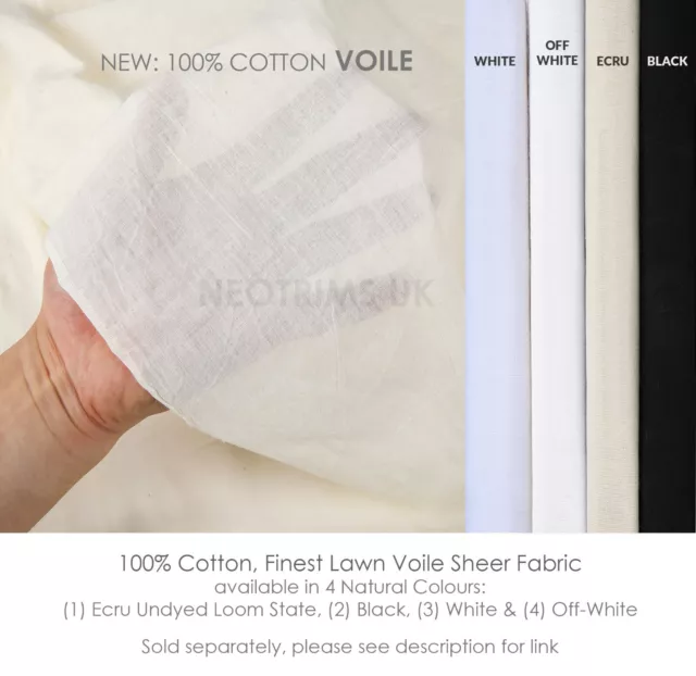 Cotton Voile Fabric Sheer Gauze Lawn Natural Muslin Curtain Wedding Dress Cloth