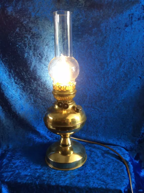 Vintage Electric Brass Oil Lamp Style Table Lamp Made By The Regent Lamp Co