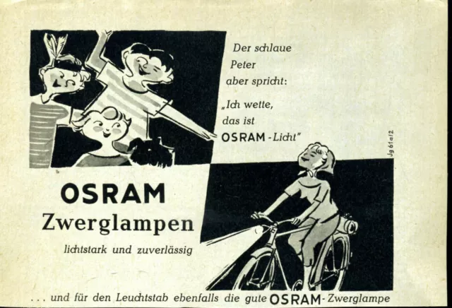 OSRAM Zwerglampen -- Der schlaue Peter aber spricht -- Werbung von 1955 --