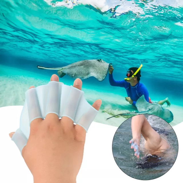 1 Pair Webbed Finger Swimming Diving Fins Swim Flippers Hand Paddle (S)