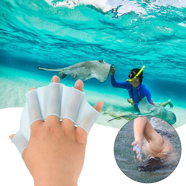 1 Pair Webbed Finger Swimming Diving Fins Swim Flippers Hand Paddle (S)
