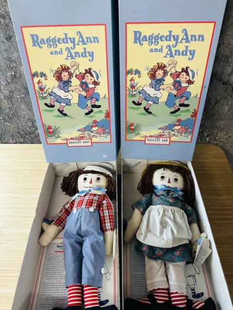 NEW 1995 Raggedy Ann and Andy Patent Dolls 75th Anniversary Set  Applause In Box