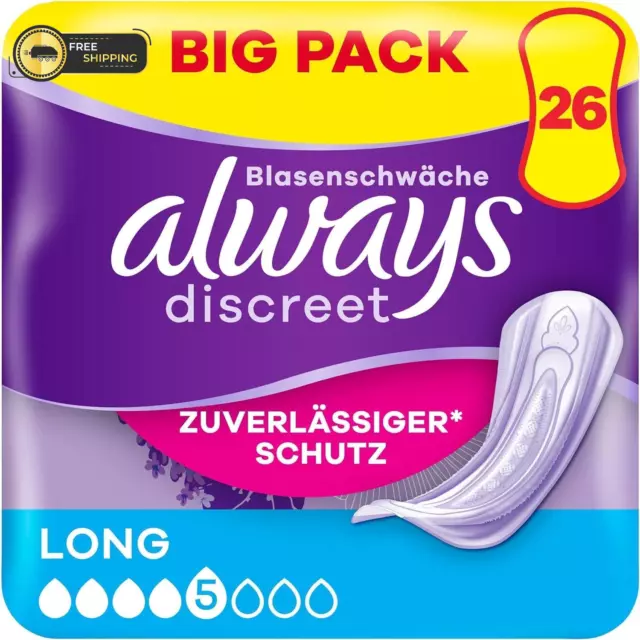 Always Discreet Inkontinenzeinlagen Für Frauen Long 26 Stück Rundumschutz Unglau