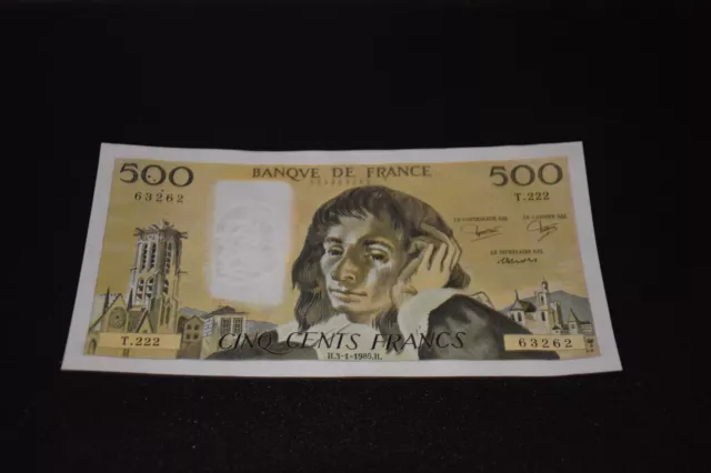 Billet De 500 Francs Pascal Banque De France 1985 - Tres Craquant - Neuf