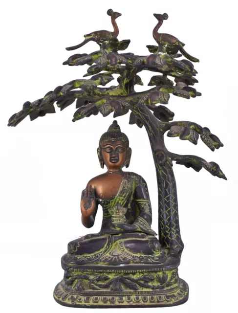 Whitewhale Large Medicine Buddha Brass Statue - Blue Stone Buddhism Idol Decor