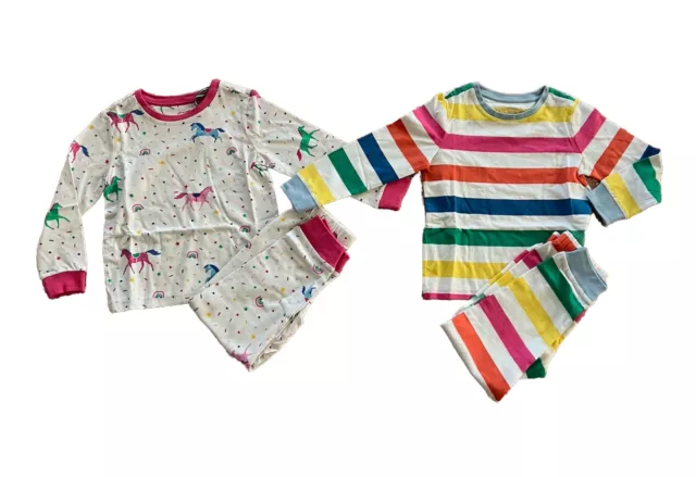 JOULES Set pigiami per ragazze confezione doppia PJS età 4 e 12 cavalli righe arcobaleno NUOVO OA99 3