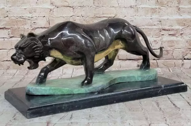 Original Patina Puma Mountain Löwe Messingskulptur Handgemacht