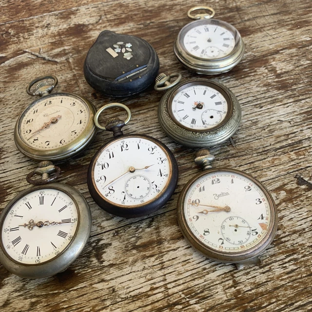 LOT DE 10 anciennes montres à gousset pour pièce ou restauration. EUR