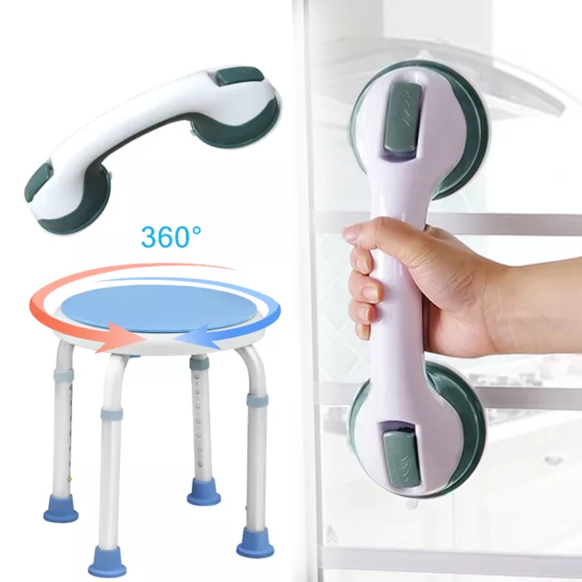Taburete de baño giratorio Pro 360° taburete de ducha ayuda de baño silla de baño + mango de ducha ventosa