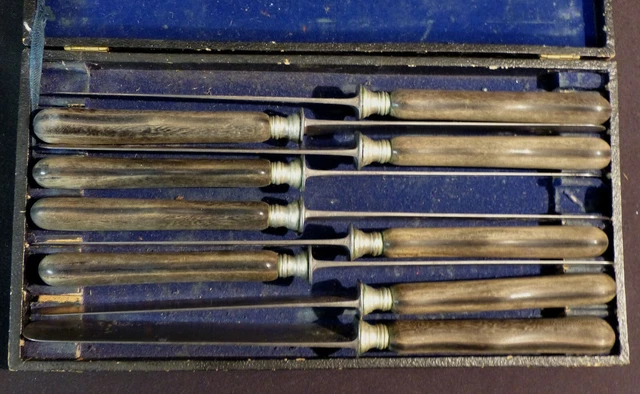 AA 1900 9 couteau ancien 24,5 écrin virole argent manche précieux Meyet Paris