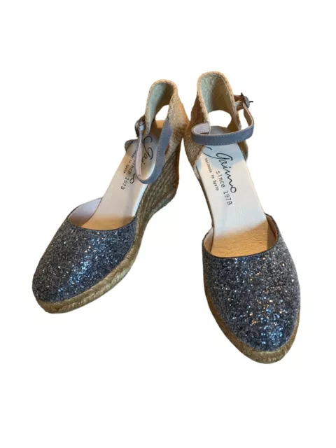 Gaimo espadrilles womens wedge sandals shoes blue gray EU 40 US 9