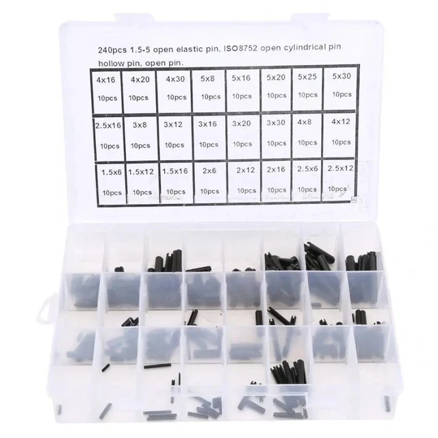 240Pcs Elastic Cylindrical Cotter Pin Carbon Steel Cotter Spring Positioning