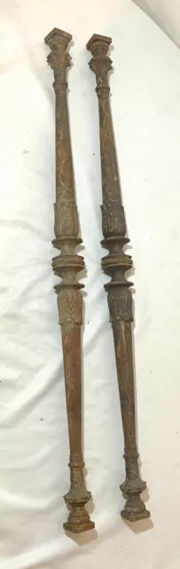 pair of antique architectural salvage ornate cast iron pillars shafts columns