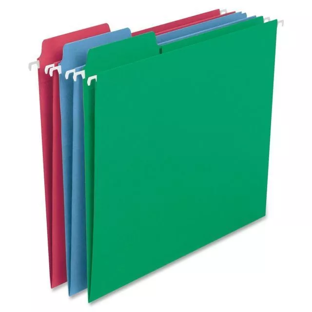 Smead FasTab Hanging File Folder, 1/3-Cut Built-in Tab, Letter Size, 18 Assorted