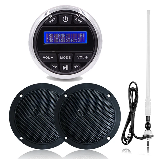 Barca DAB+ Kit Radio Ricevitore Stereo Marino Impermeabile con Altoparlanti e Antenna 4
